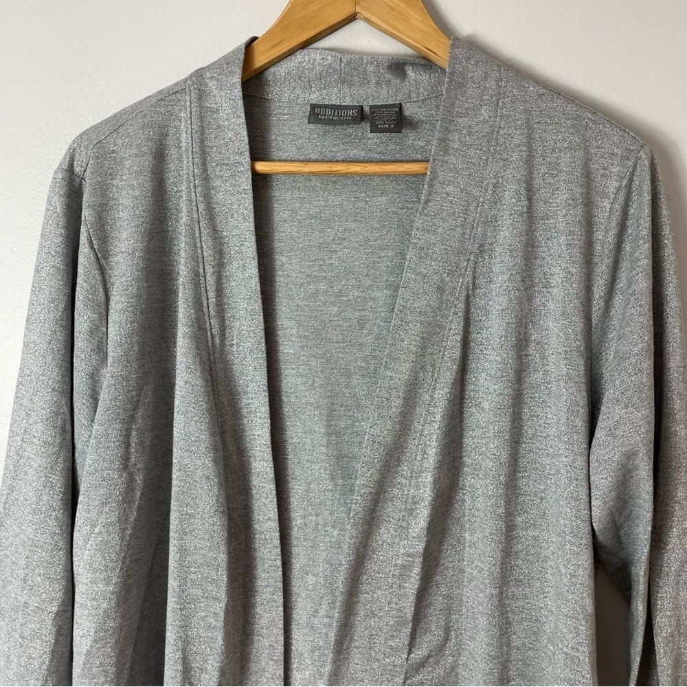 Additions by Chico's grey silver lightweight cardigan size 3 XL - Picture 2 of 5